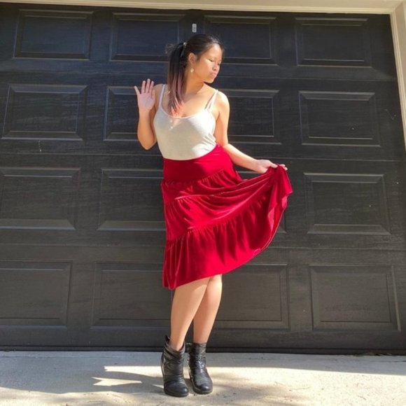 Skirts Marshall Fields Red Velvet Skirt Poshmark